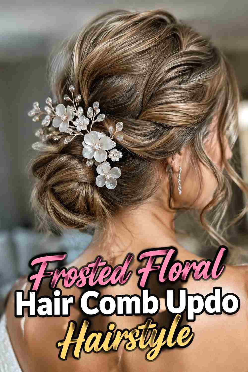 7. Frosted Floral Hair Comb Updo Hairstyle