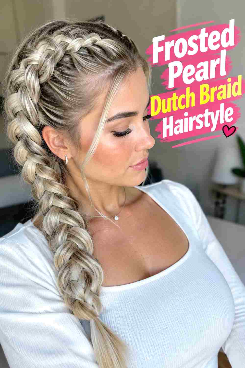 1. Frosted Pearl Dutch Braid Hairstyle