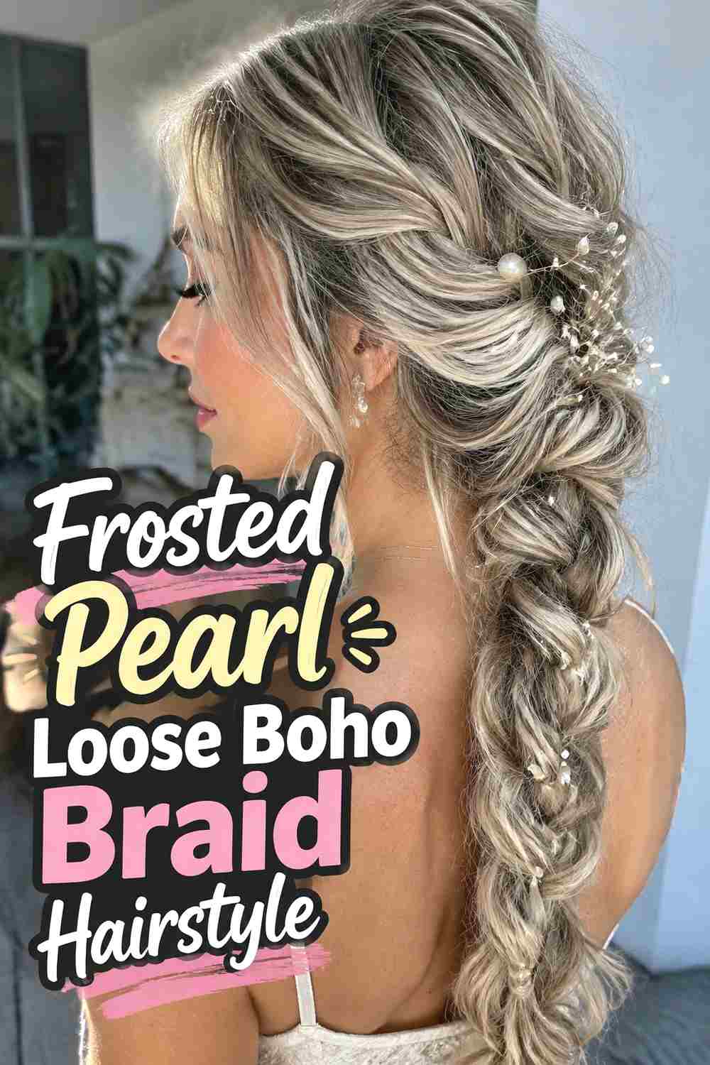 14. Frosted Pearl Loose Boho Braid Hairstyle
