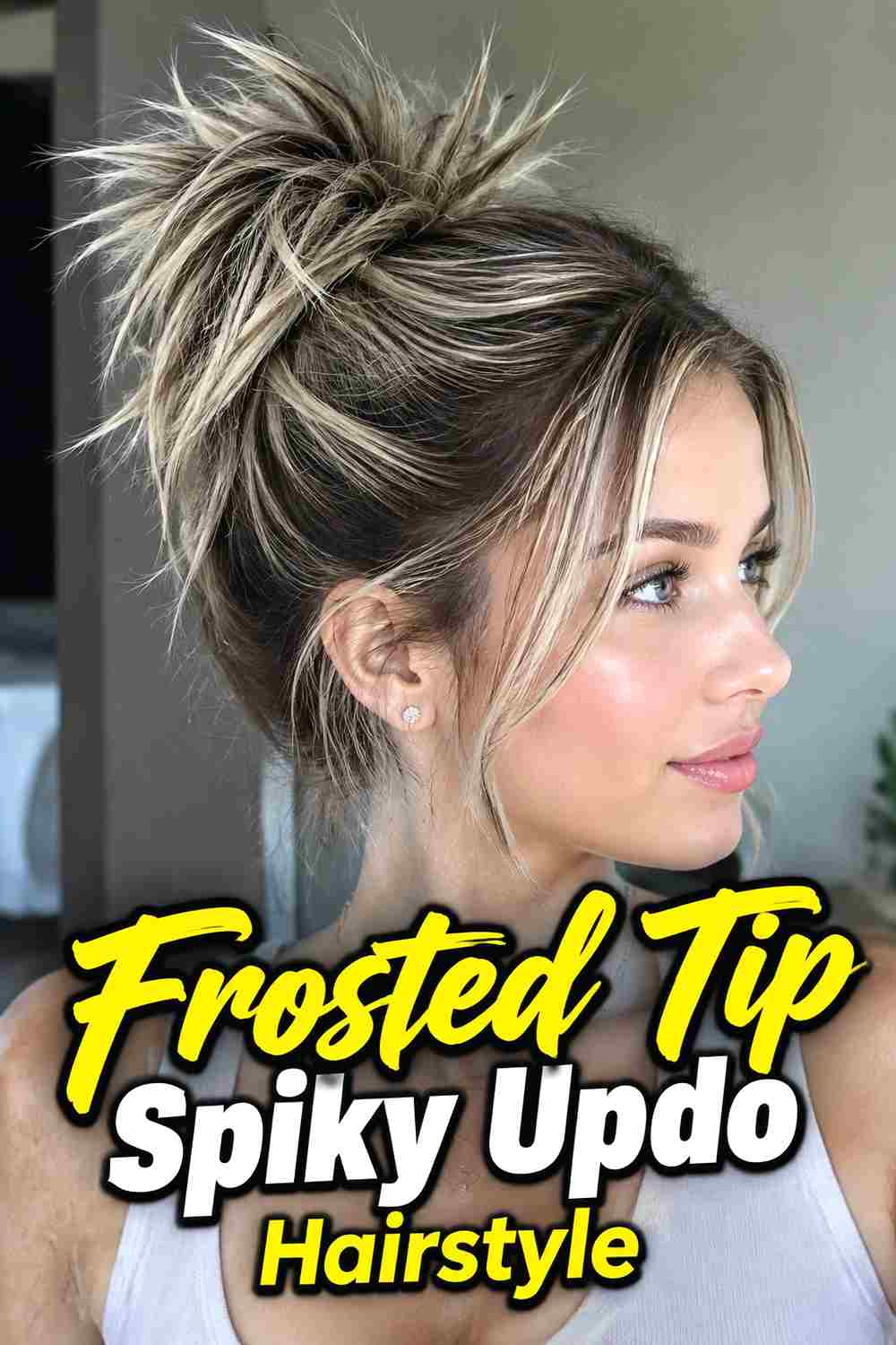15. Frosted Tip Spiky Updo Hairstyle