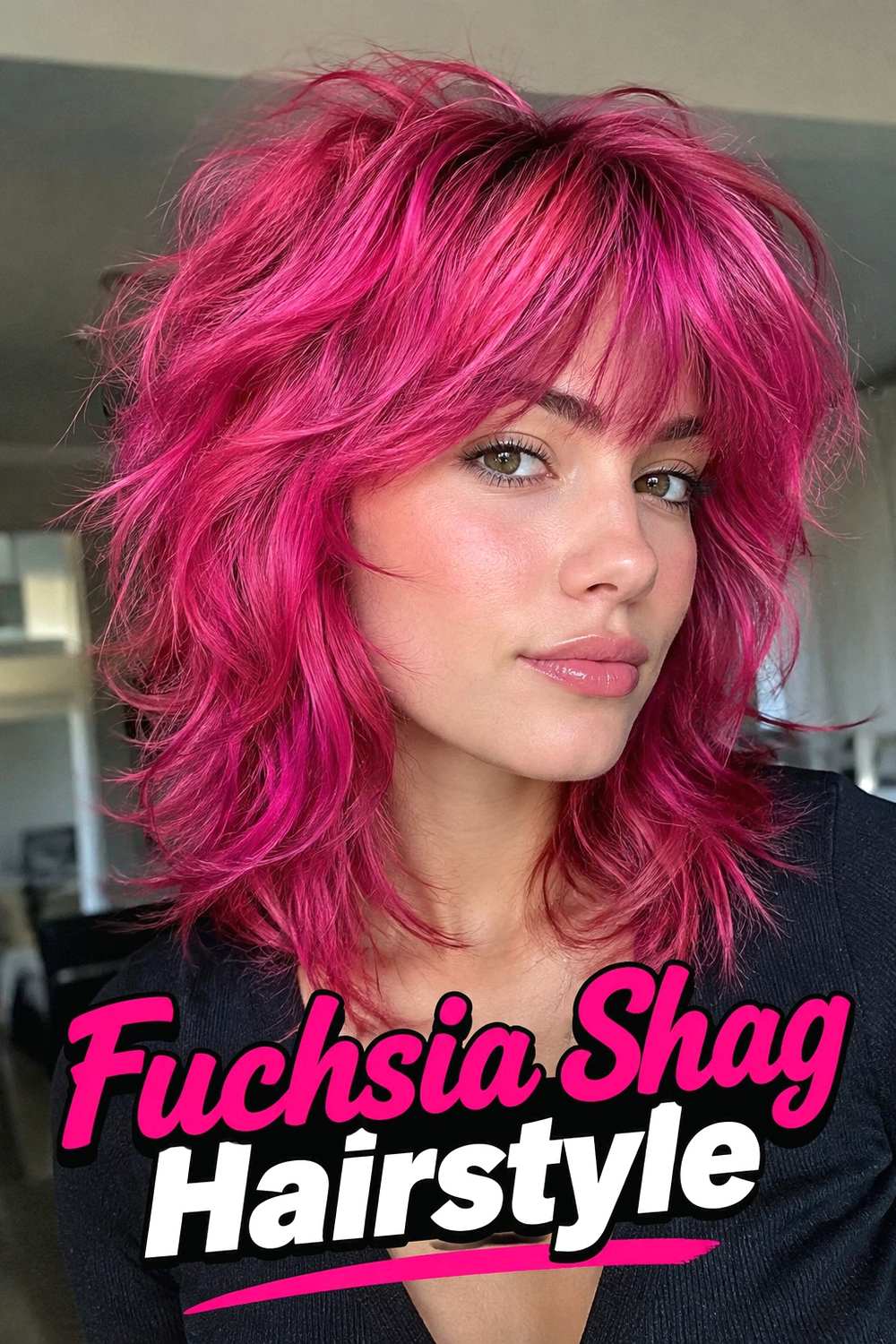 12. Fuchsia Shag Hairstyle
