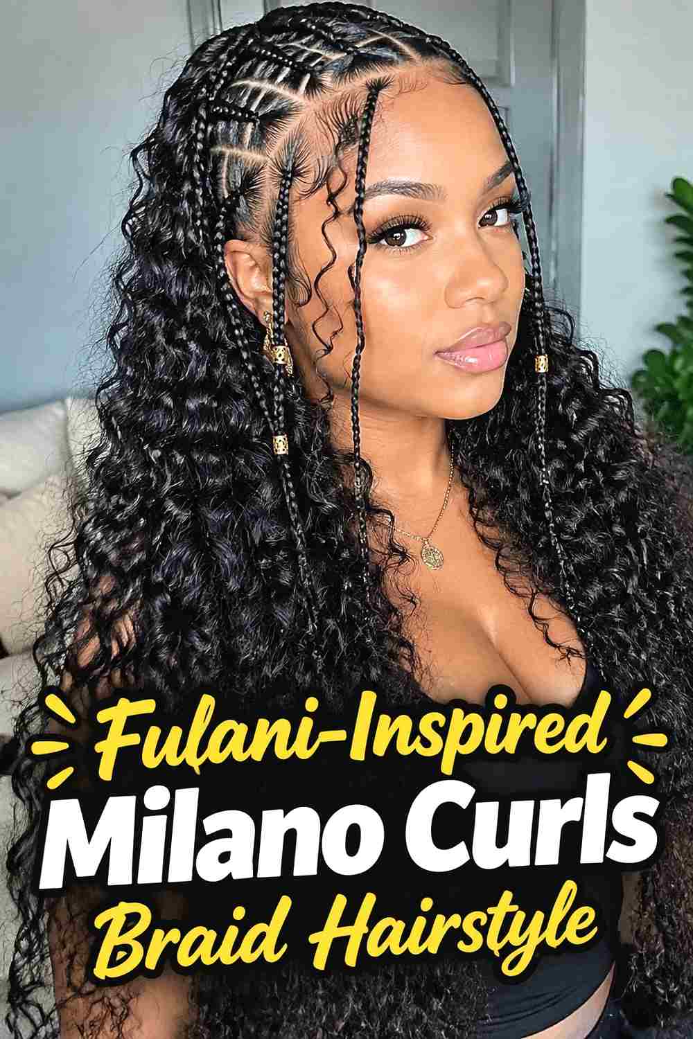 7. Fulani Inspired Milano Curls Braid Hairstyle