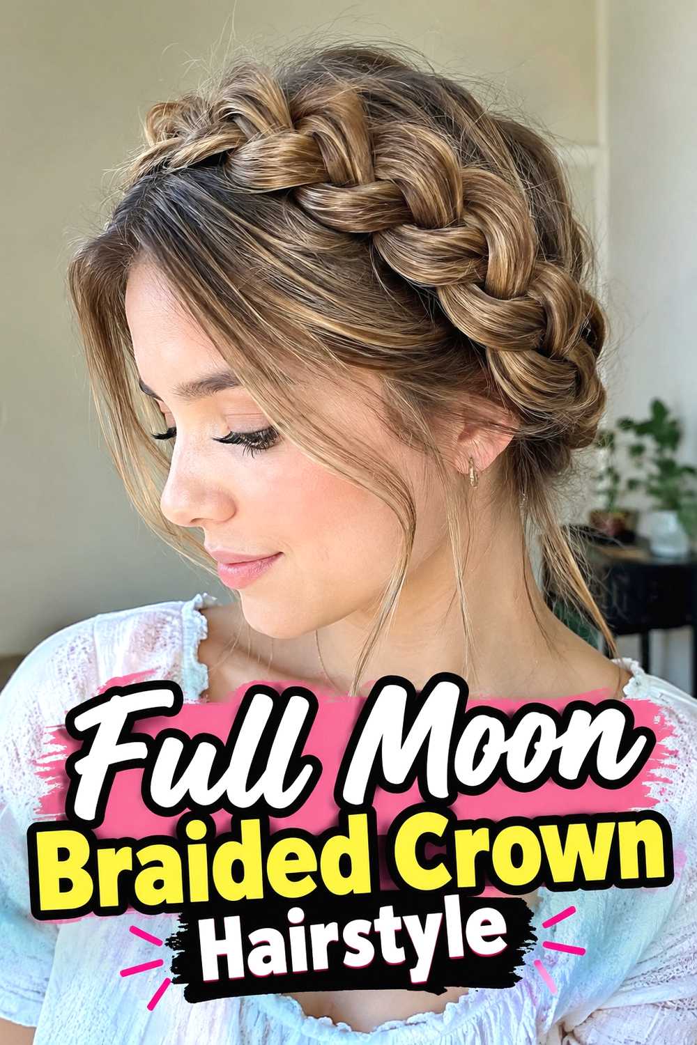 8. Full Moon Braided Crown Hairstyle