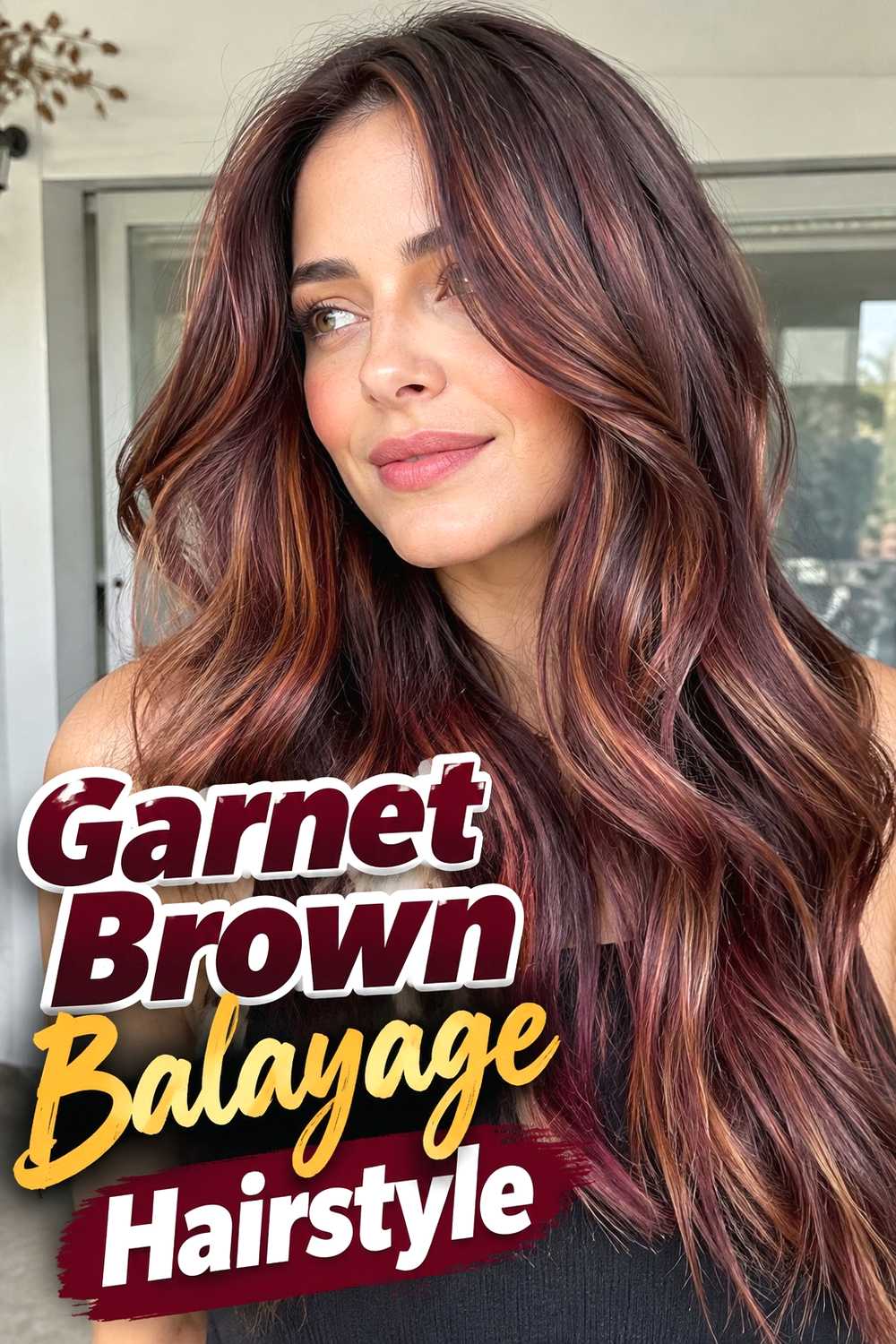 3. Garnet Brown Balayage Hairstyle
