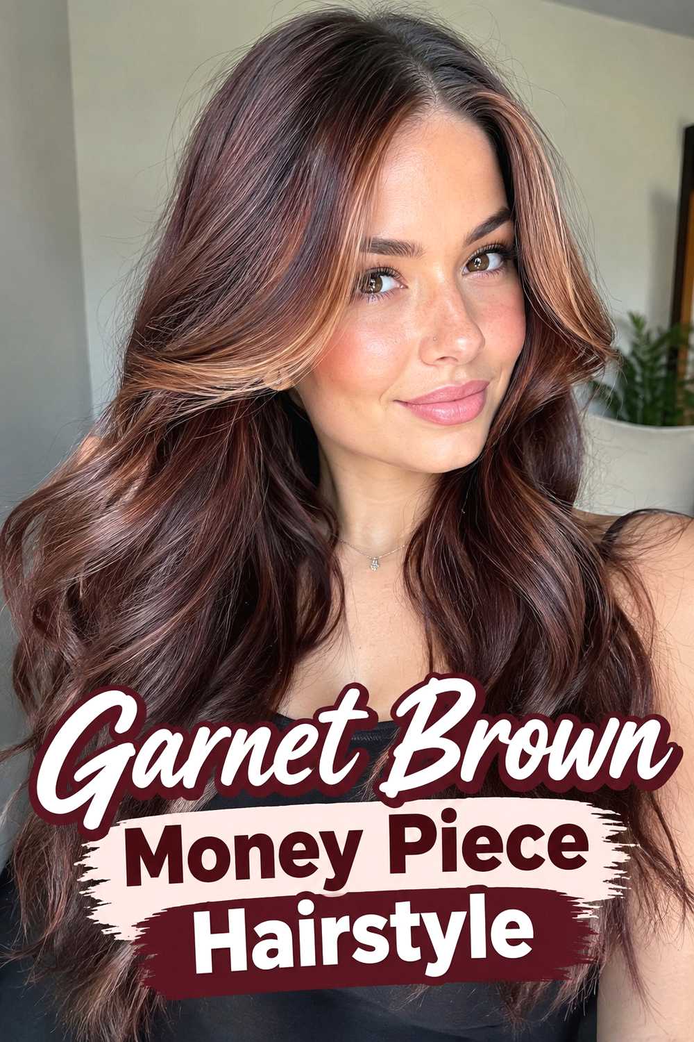 8. Garnet Brown Money Piece Hairstyle