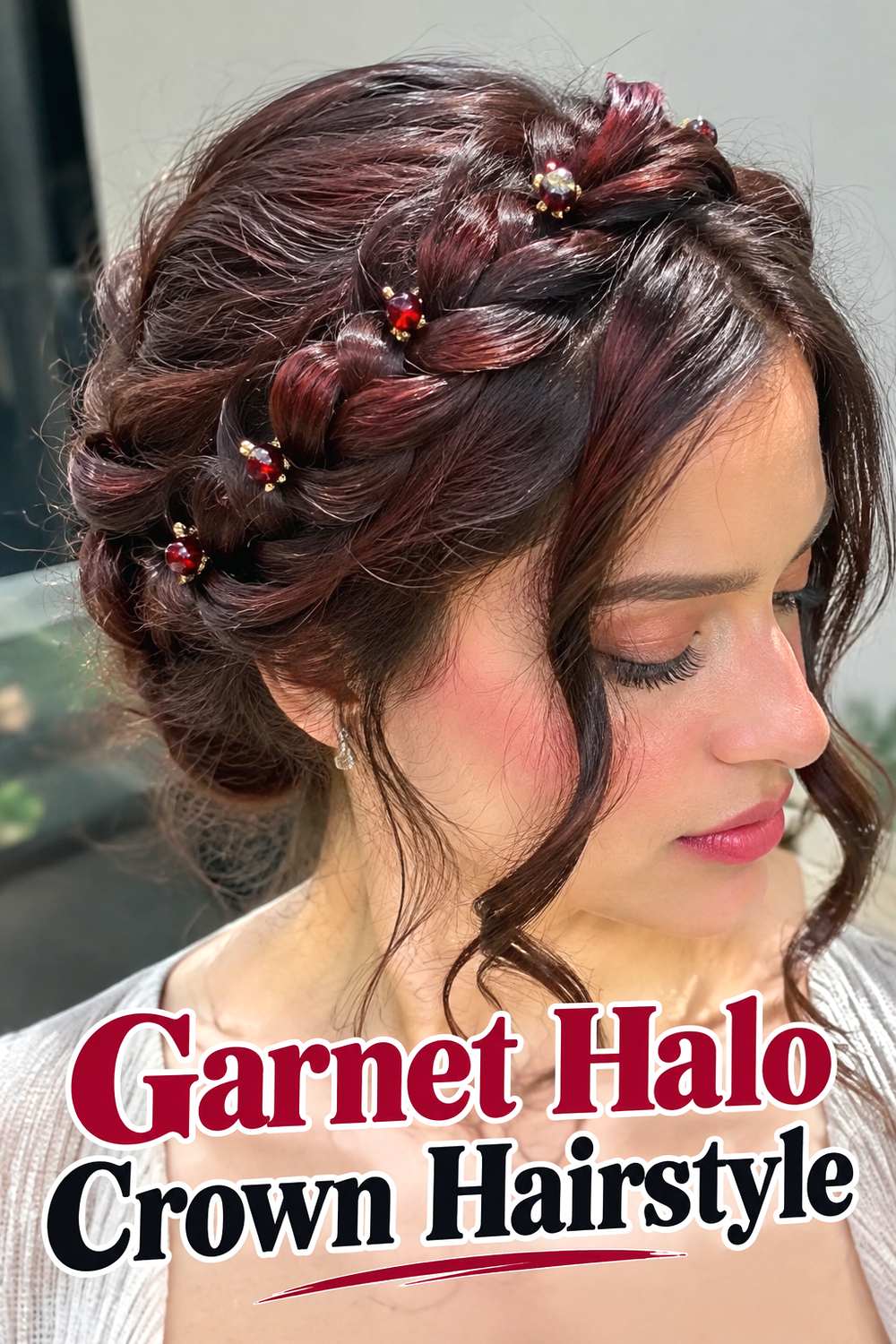 Garnet Halo Crown Hairstyle