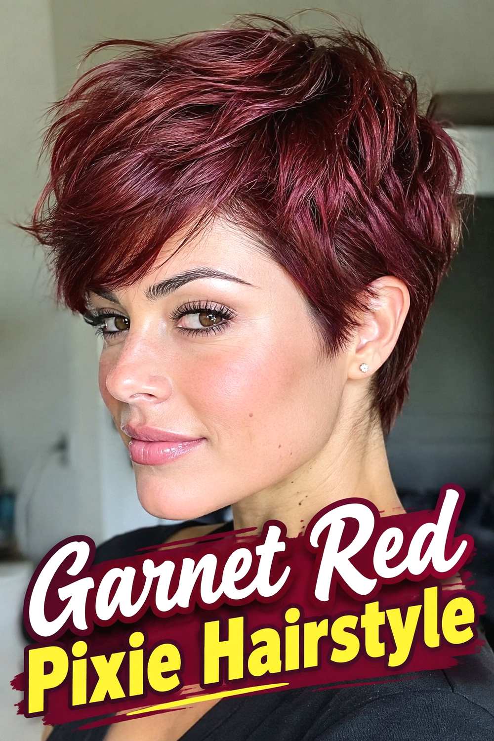Garnet Red Pixie Hairstyle