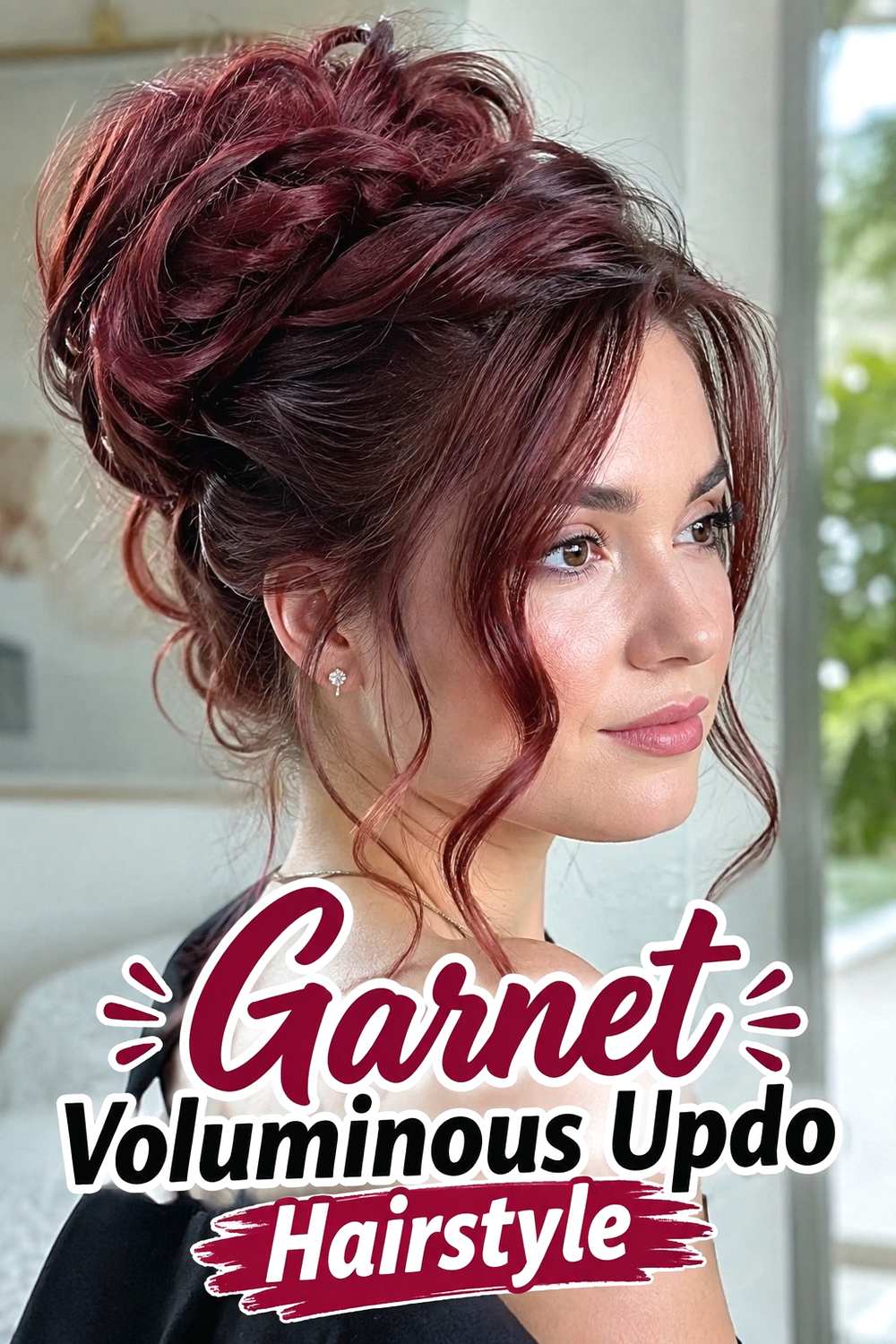10. Garnet Voluminous Updo Hairstyle