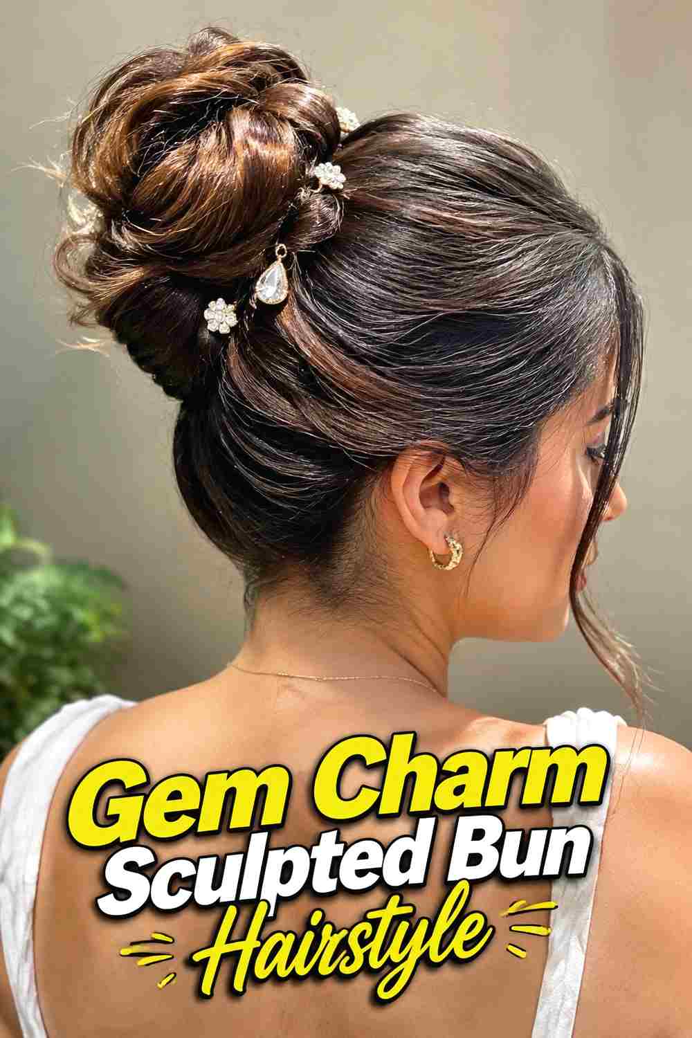 8. Gem Charm Sculpted Bun Hairstyle