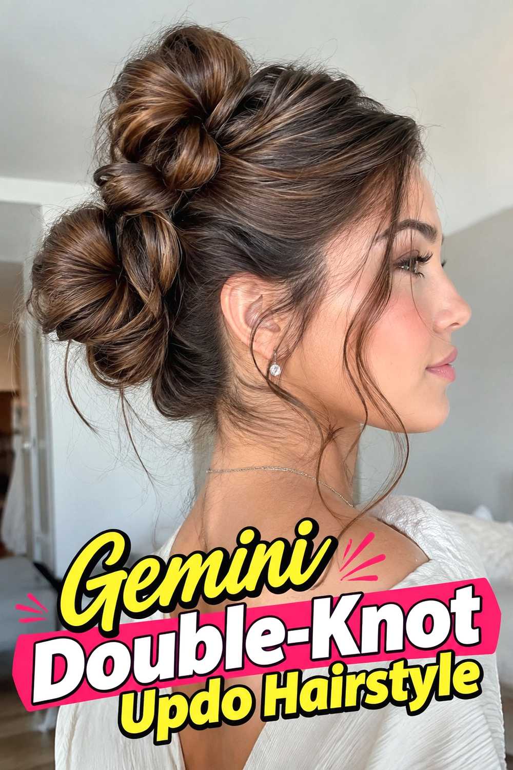 13. Gemini Double Knot Updo Hairstyle