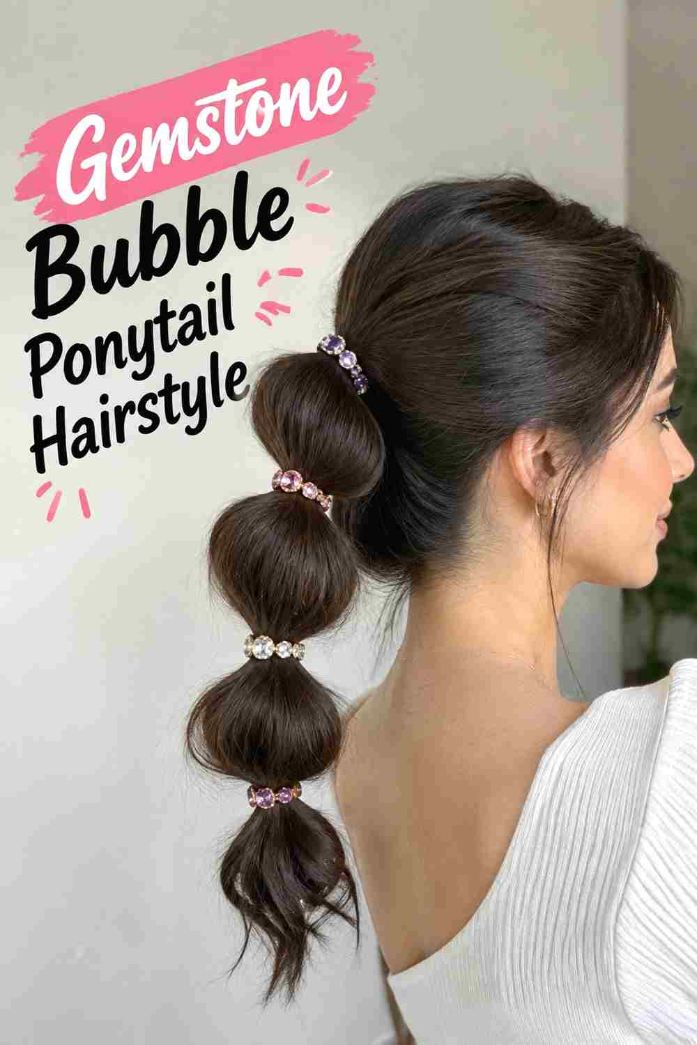 12. Gemstone Bubble Ponytail Hairstyle