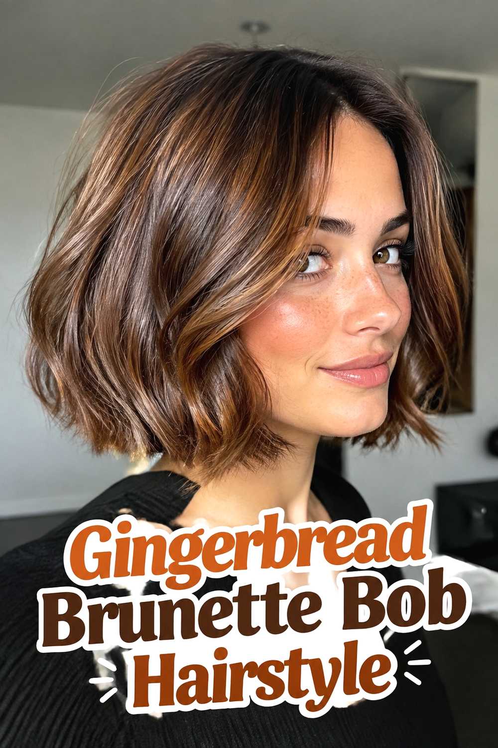12. Gingerbread Brunette Bob Hairstyle