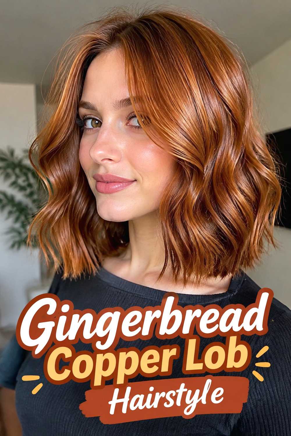 7. Gingerbread Copper Lob Hairstyle