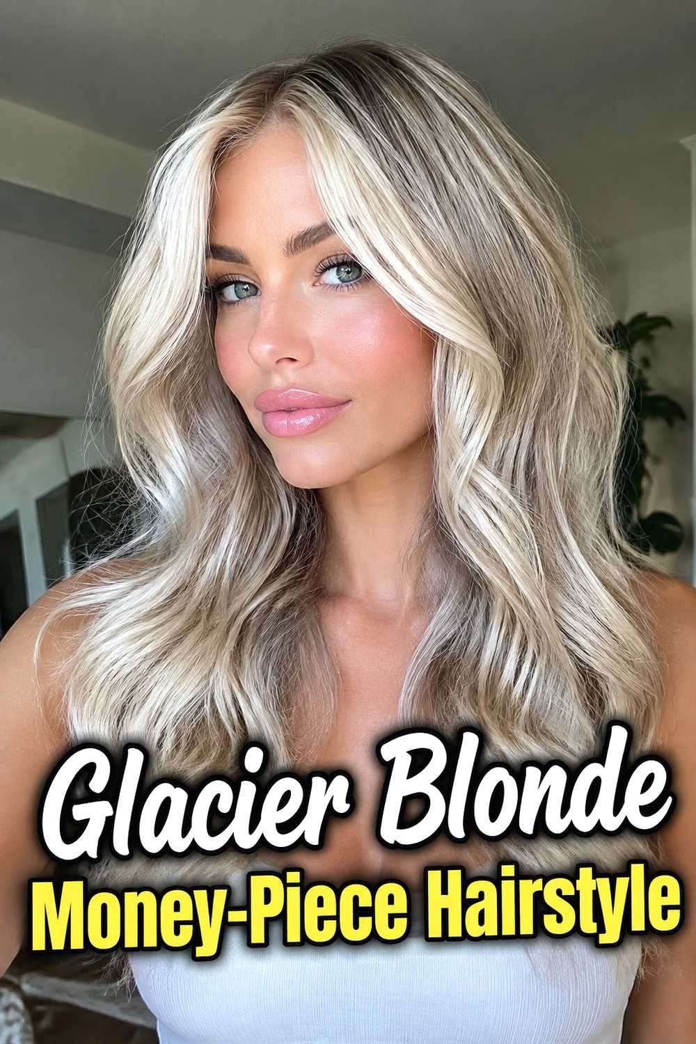 7. Glacier Blonde Money Piece Hairstyle