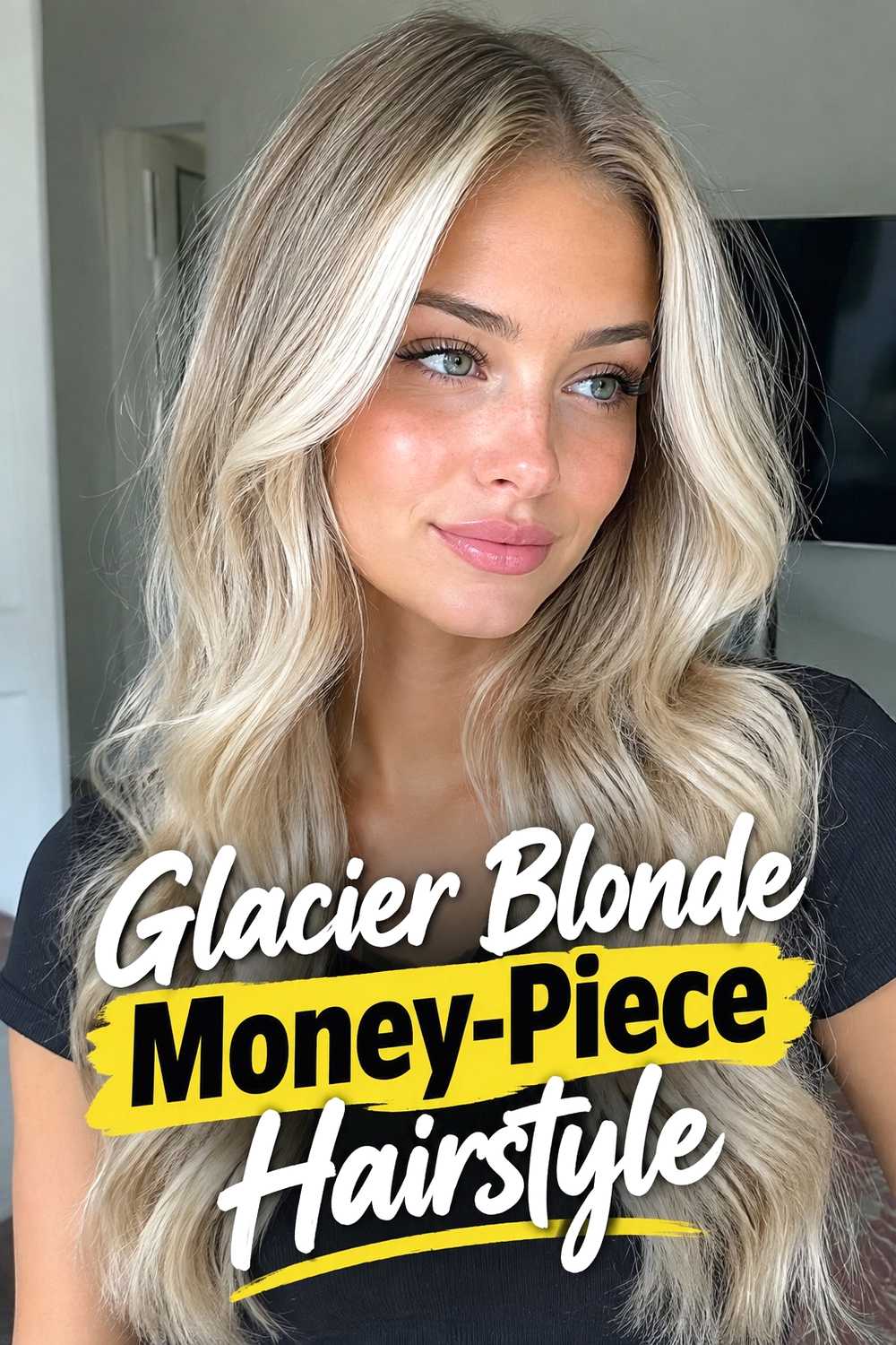 7. Glacier Blonde Money Piece Hairstyle