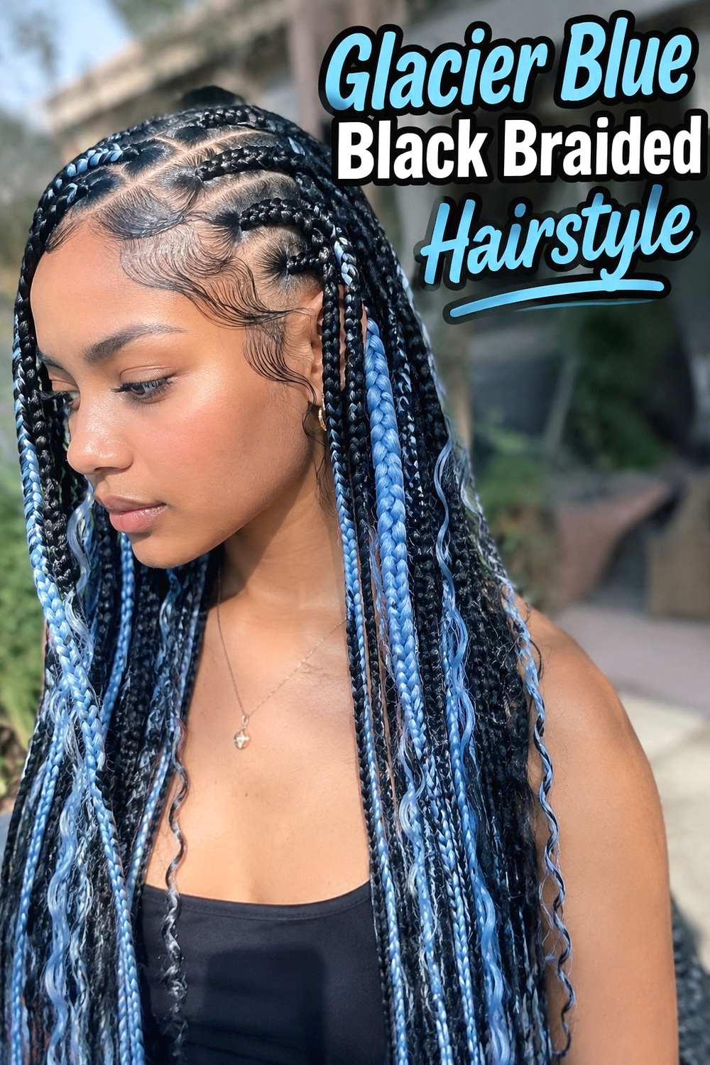 14. Glacier Blue Black Braided Hairstyle