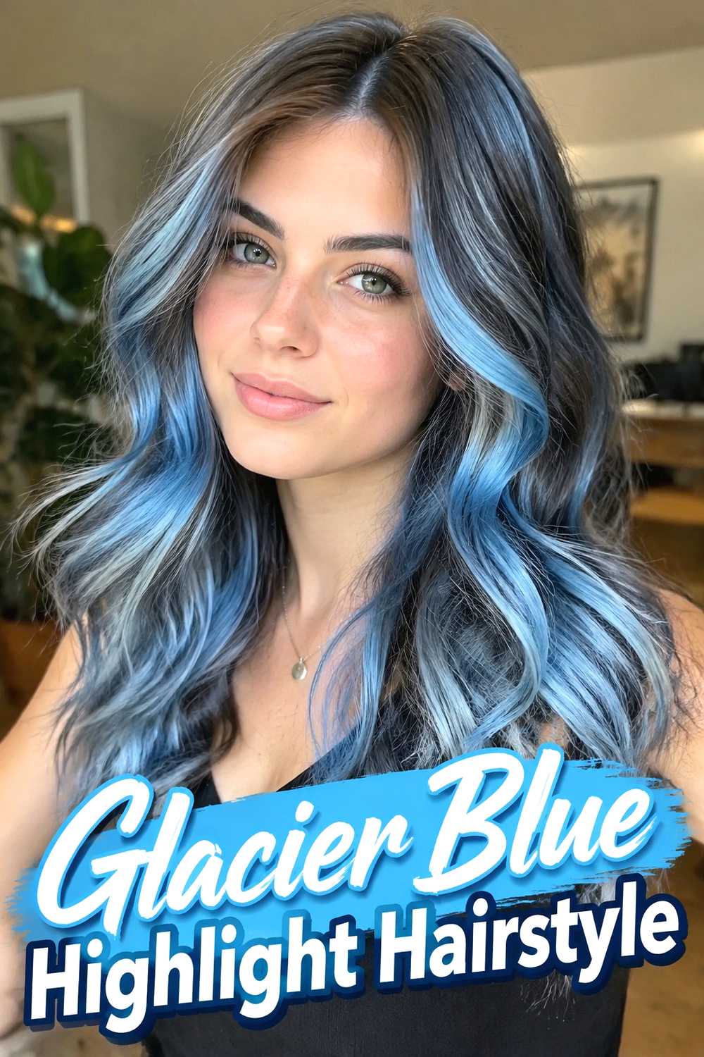 10. Glacier Blue Highlight Hairstyle