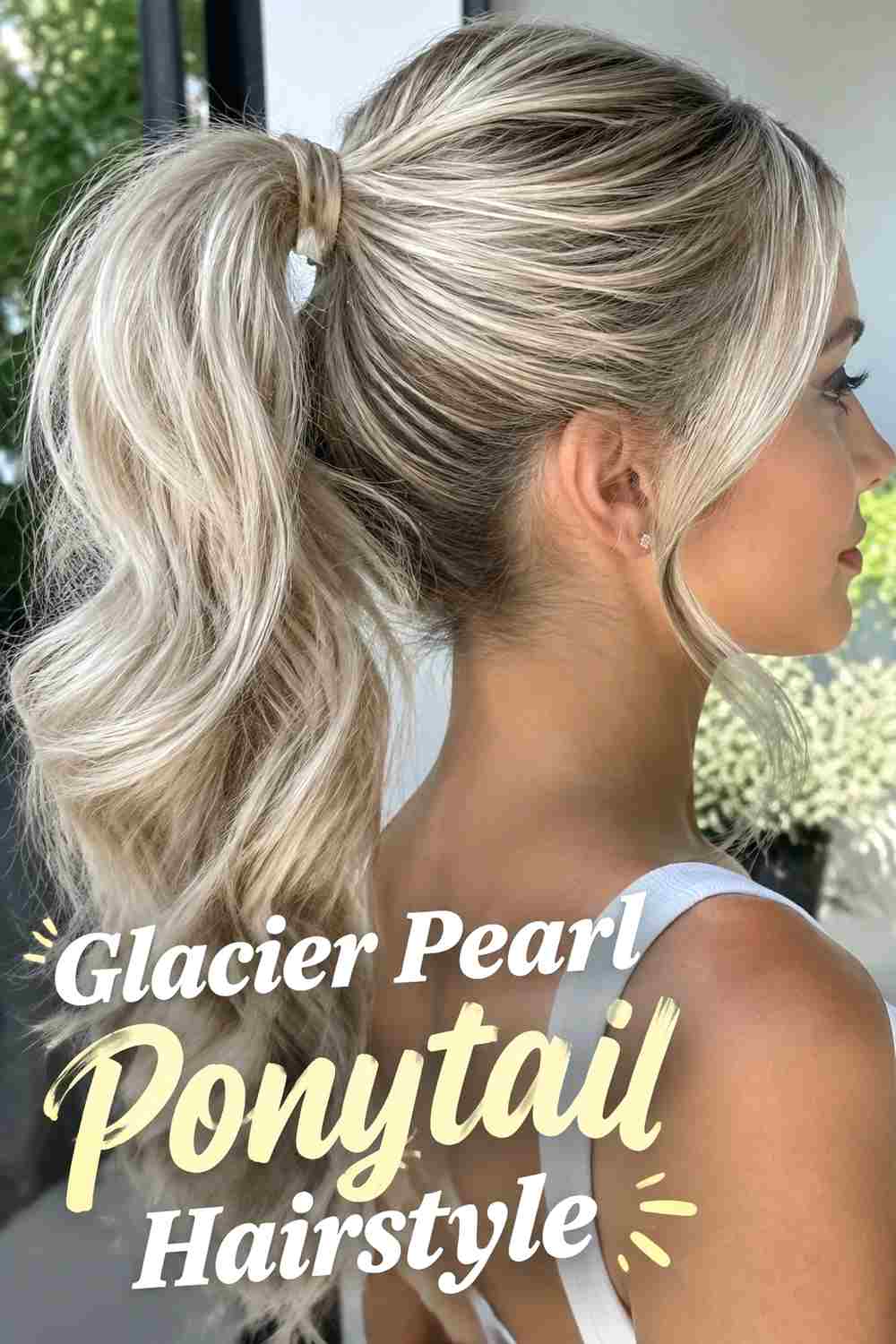 7. Glacier Pearl Ponytail Hairstyle