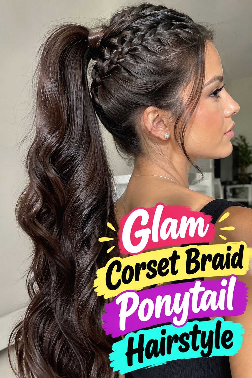 18. Glam Corset Braid Ponytail Hairstyle