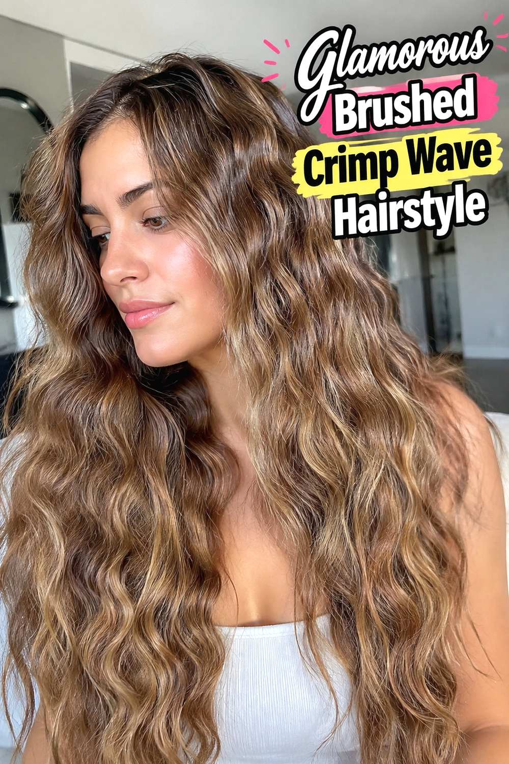 15. Glamorous Brushed Crimp Wave Hairstyle