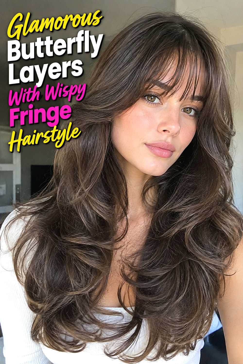 12. Glamorous Butterfly Layers With Wispy Fringe Hairstyle