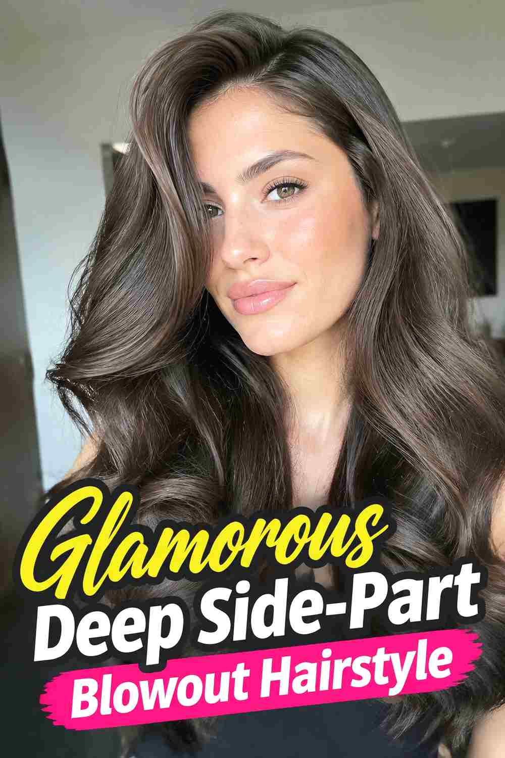 16. Glamorous Deep Side Part Blowout Hairstyle
