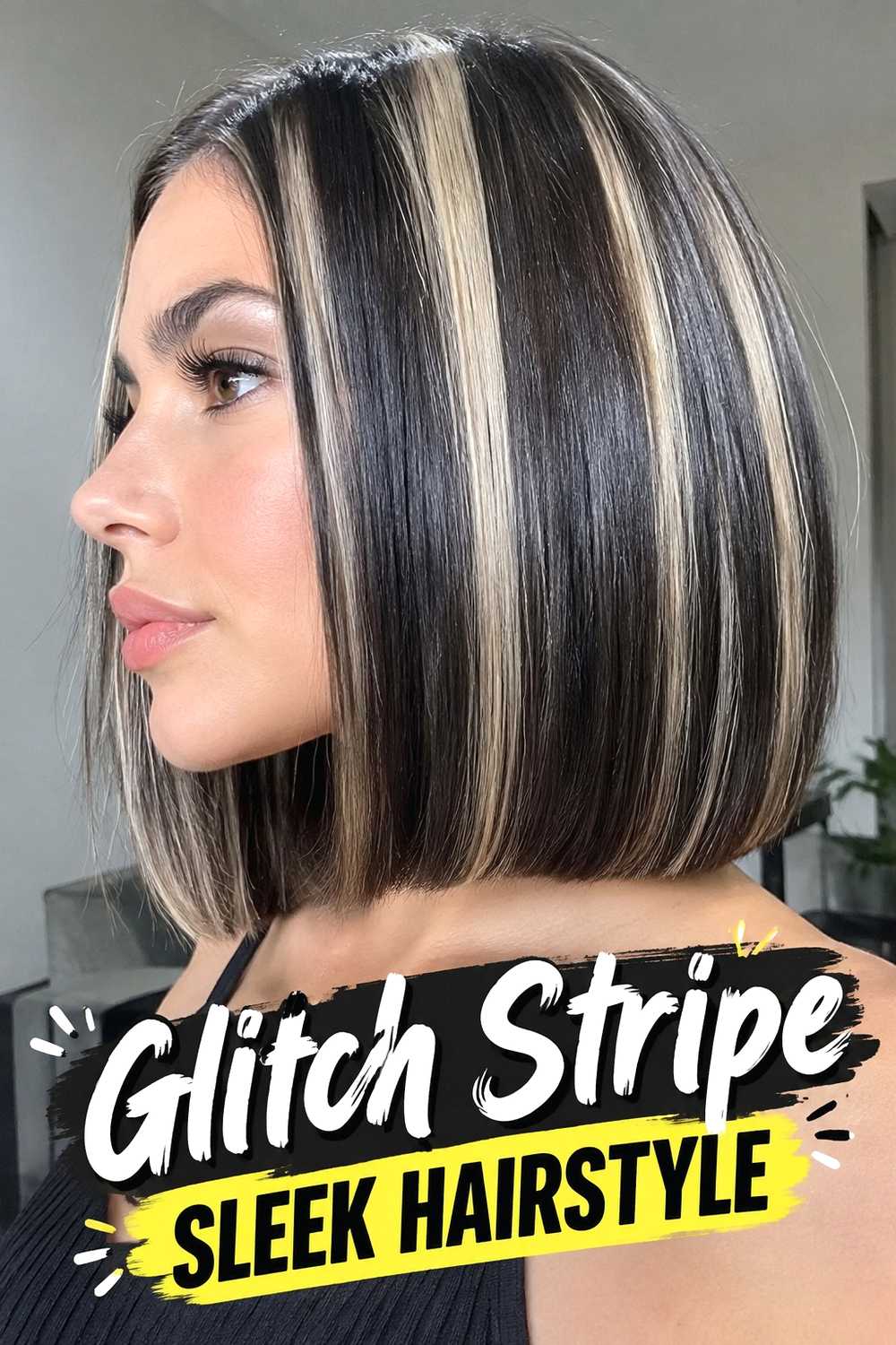 8. Glitch Stripe Sleek Hairstyle