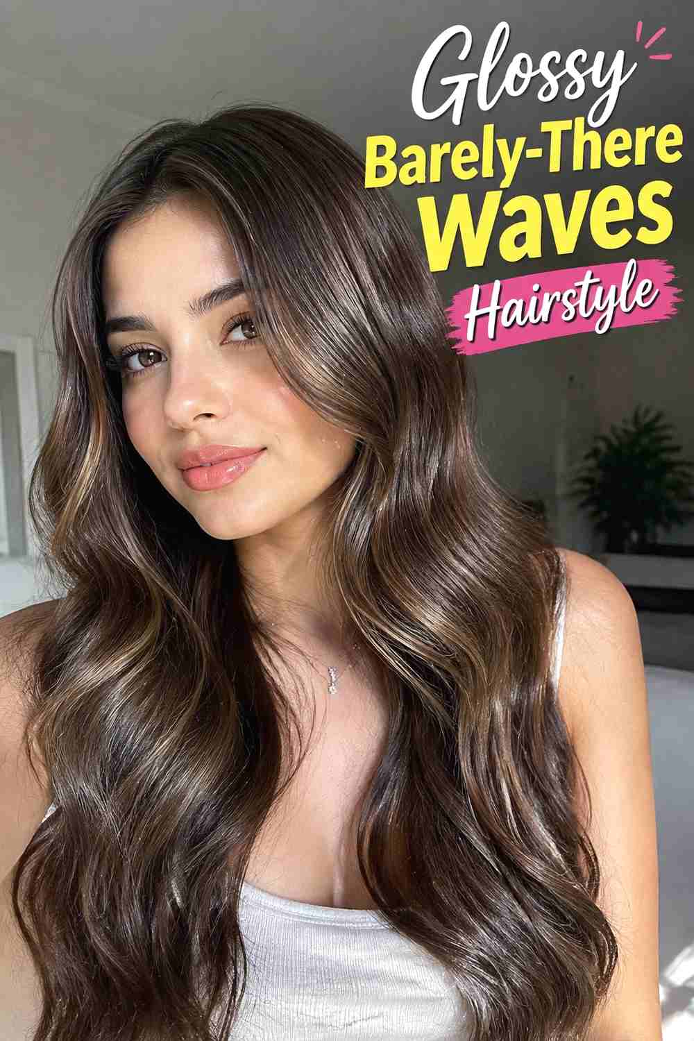 7. Glossy Barely There Waves Hairstyle