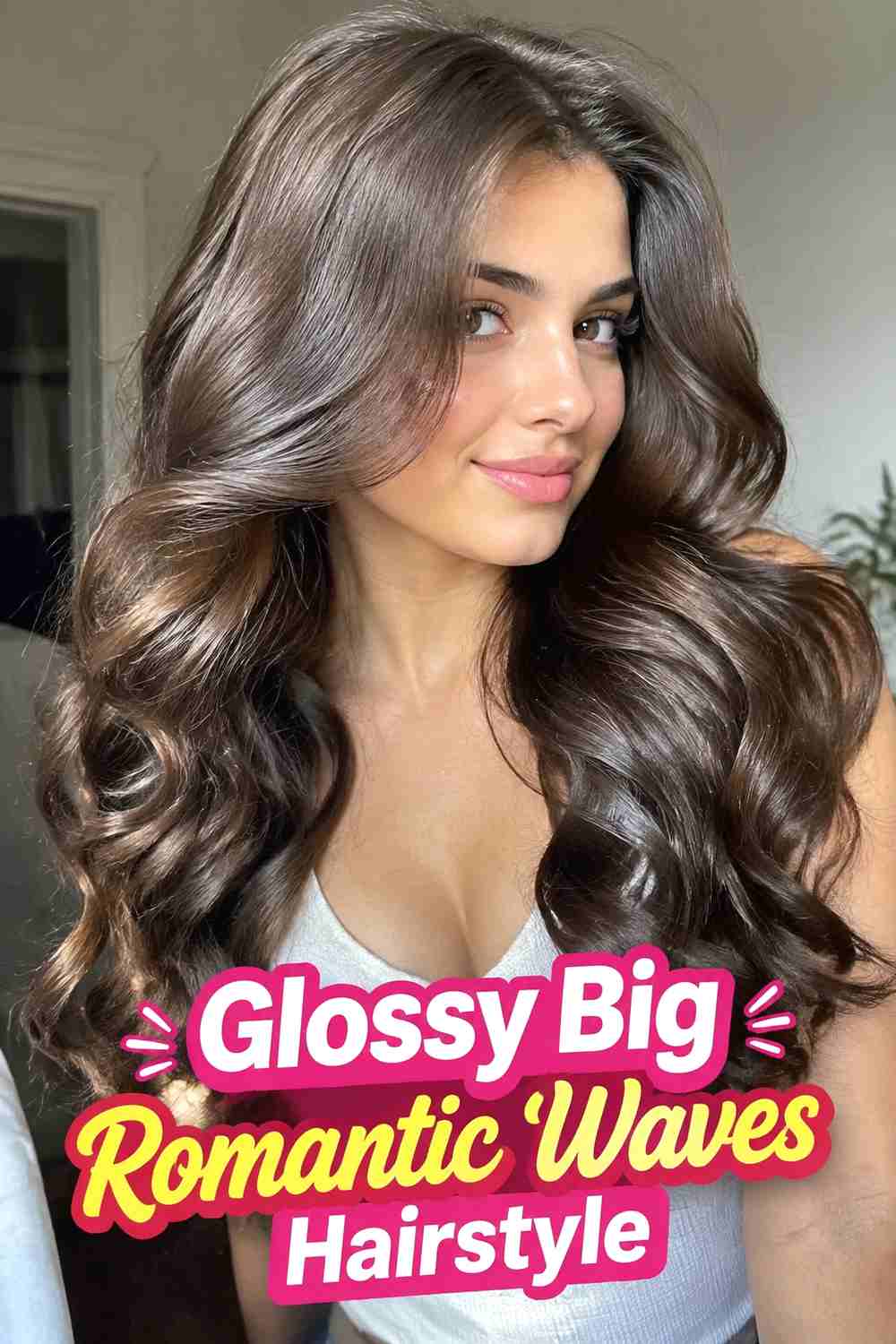 8. Glossy Big Romantic Waves Hairstyle