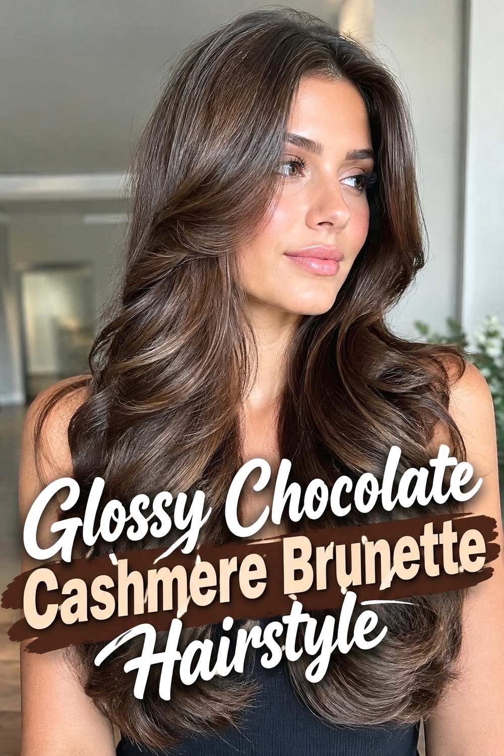 10. Glossy Chocolate Cashmere Brunette Hairstyle