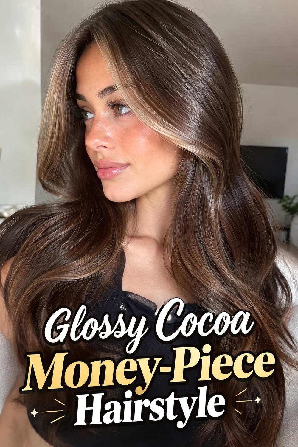 Glossy Cocoa Money-Piece Hairstyle