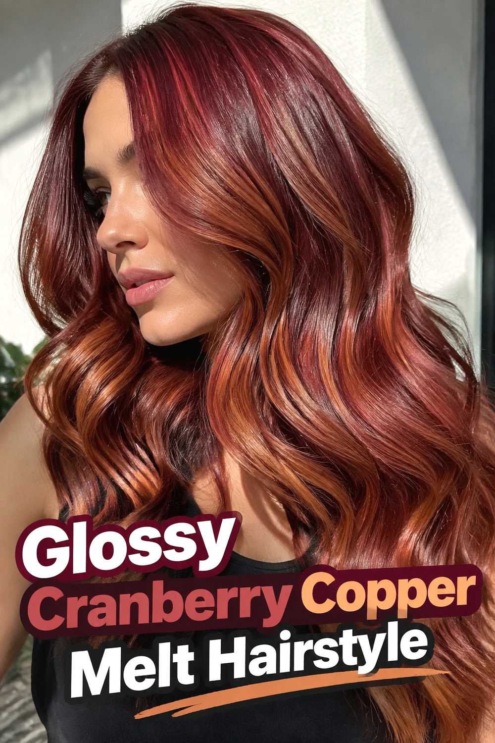 18. Glossy Cranberry Copper Melt Hairstyle