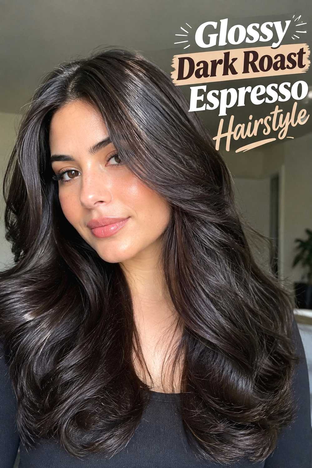 2. Glossy Dark Roast Espresso Hairstyle
