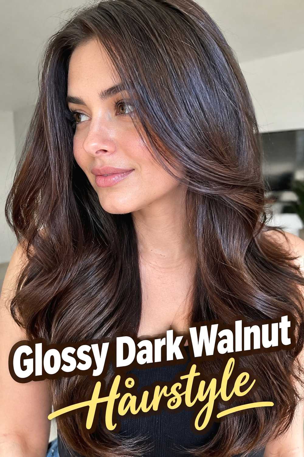 10. Glossy Dark Walnut Hairstyle