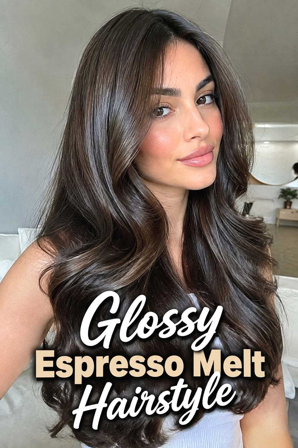 15. Glossy Espresso Melt Hairstyle