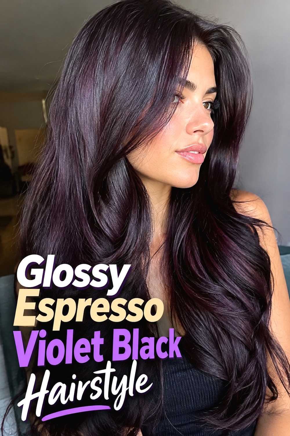 13. Glossy Espresso Violet Black Hairstyle