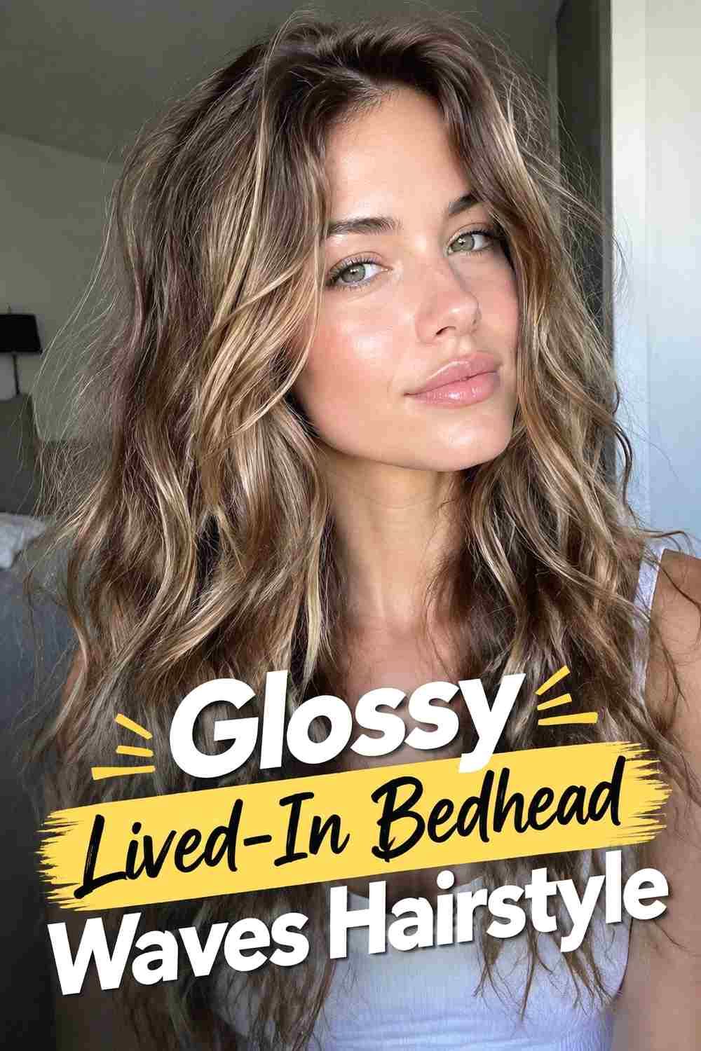 12. Glossy Lived In Bedhead Waves Hairstyle