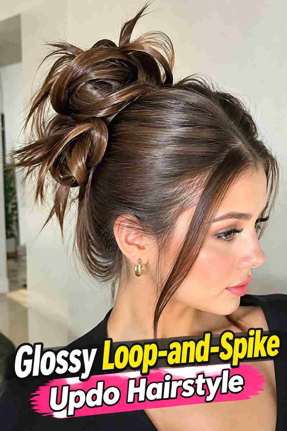 14. Glossy Loop And Spike Updo Hairstyle