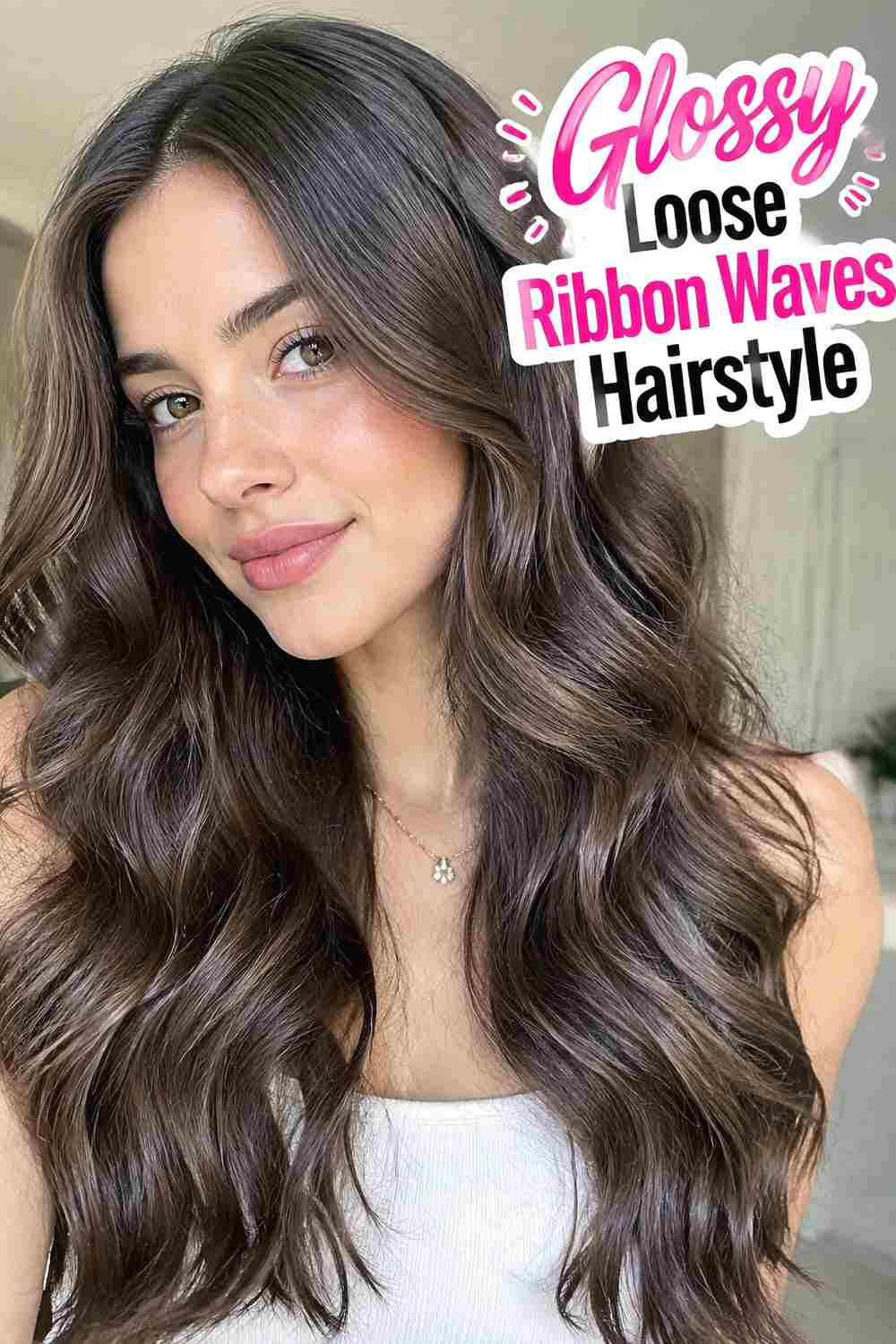 6. Glossy Loose Ribbon Waves Hairstyle