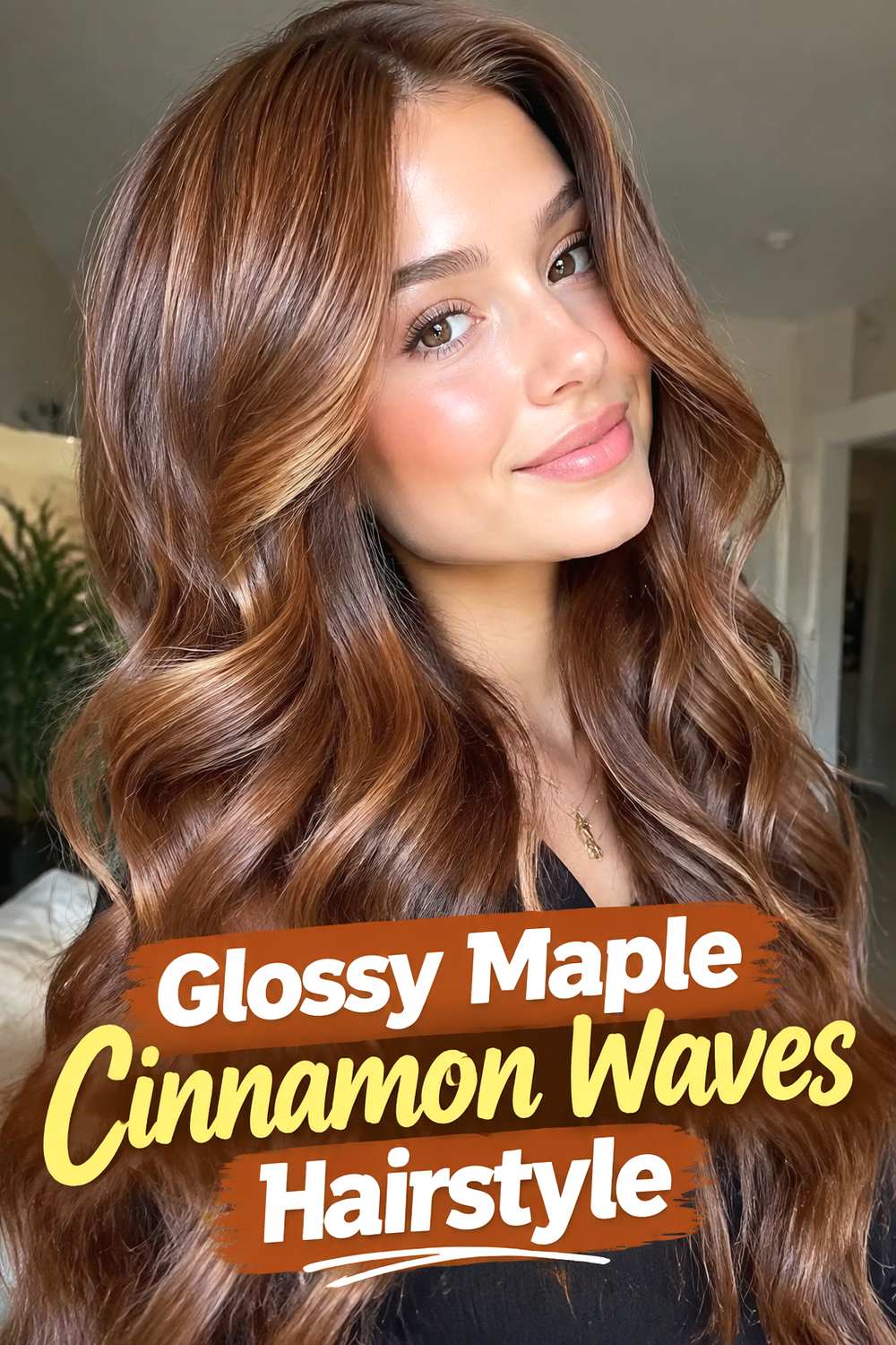 Glossy Maple Cinnamon Waves Hairstyle