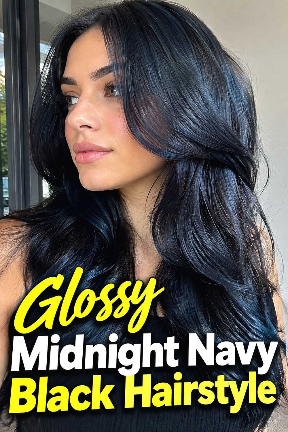 2. Glossy Midnight Navy Black Hairstyle