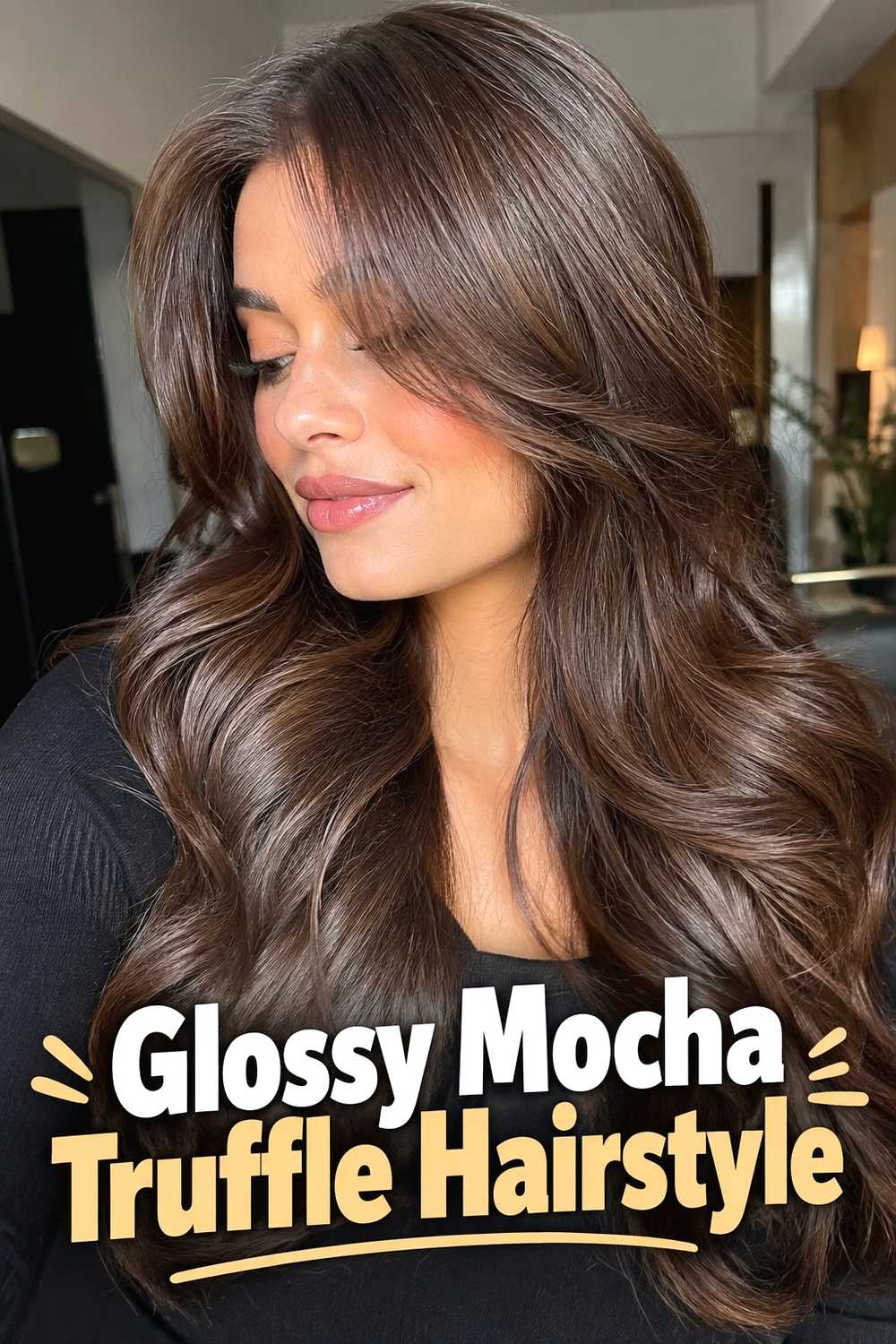 18. Glossy Mocha Truffle Hairstyle