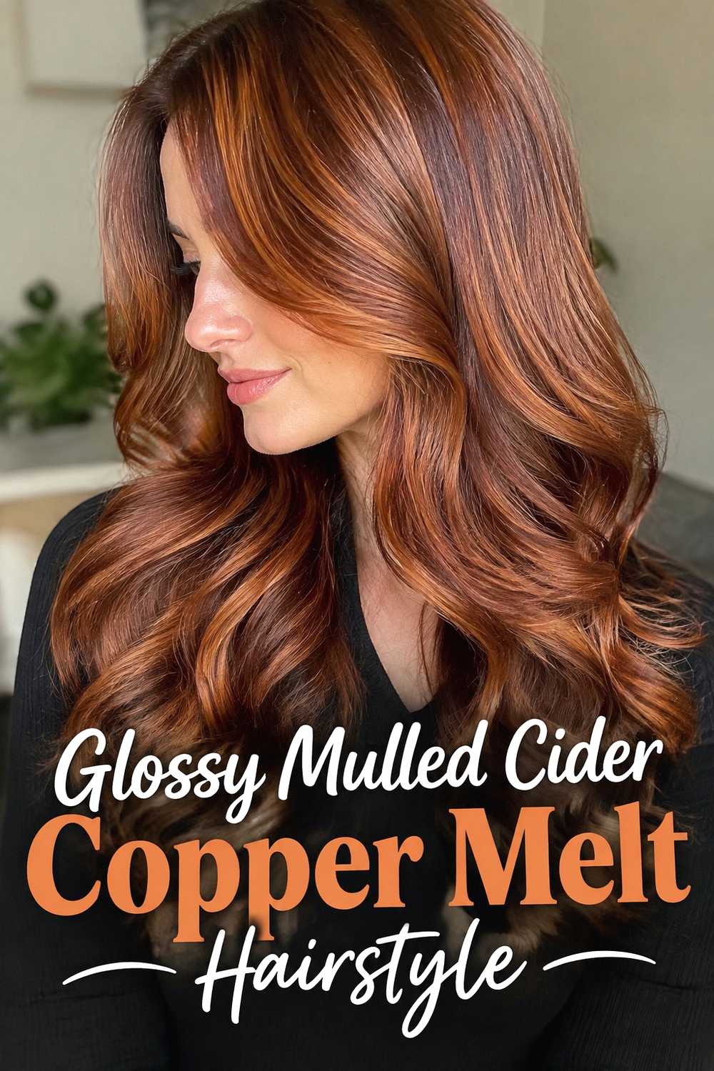 19. Glossy Mulled Cider Copper Melt Hairstyle