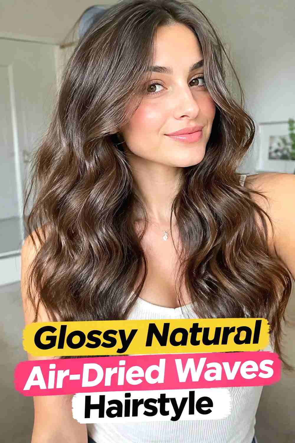 14. Glossy Natural Air Dried Waves Hairstyle