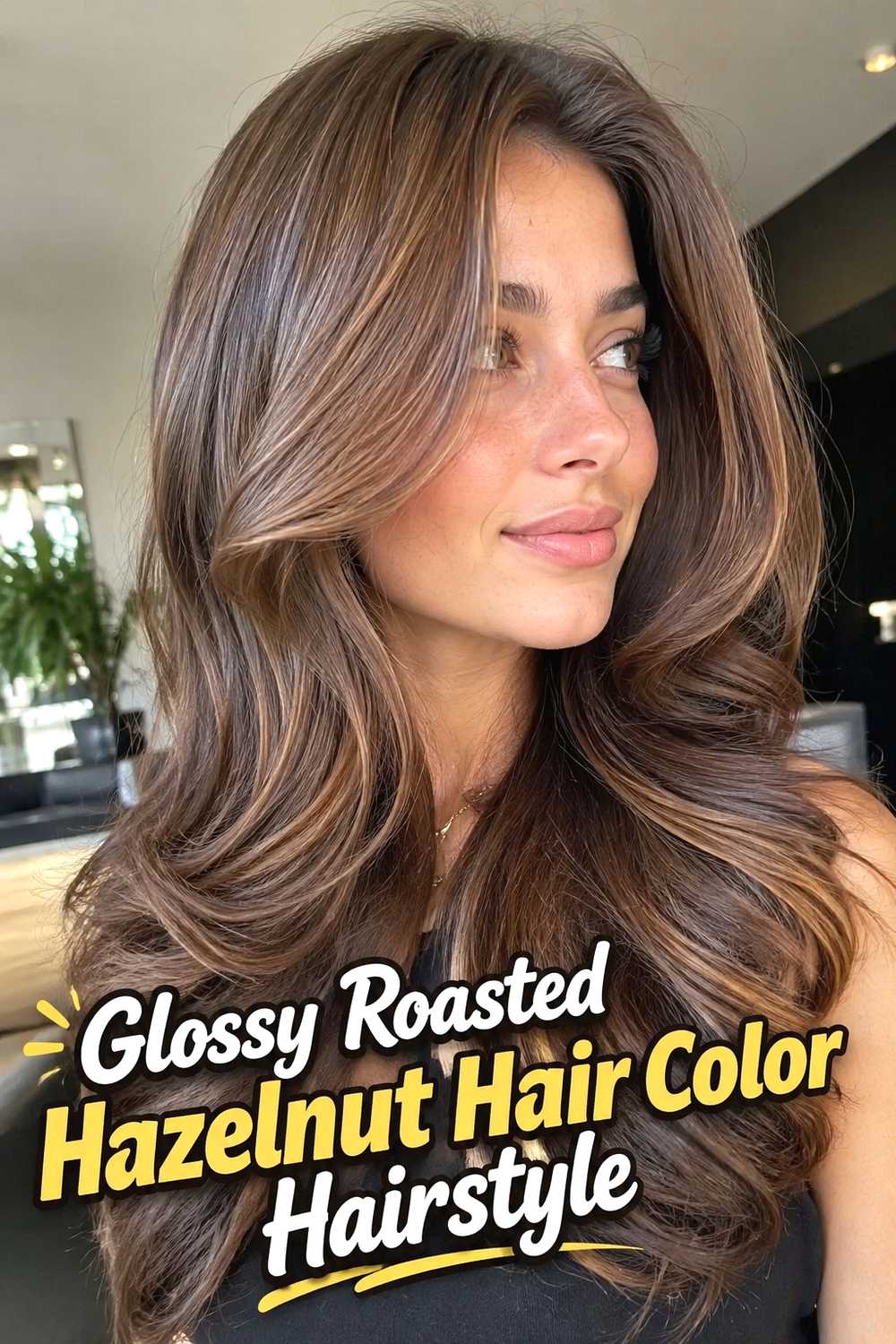 13. Glossy Roasted Hazelnut Hair Color Hairstyle