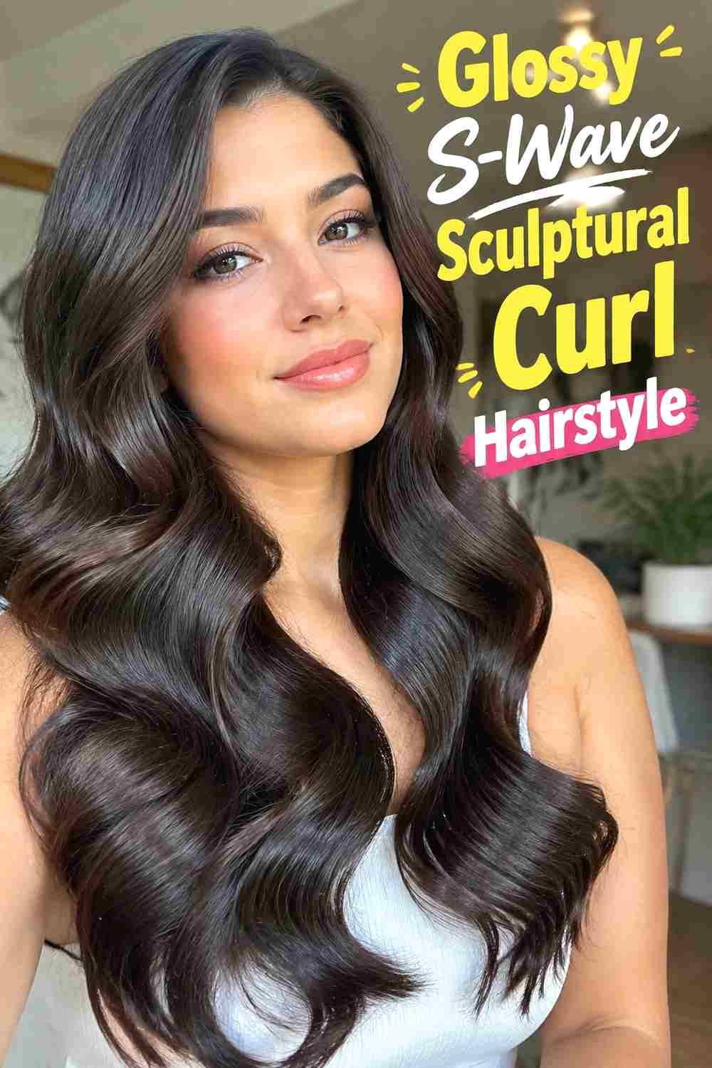 2. Glossy S Wave Sculptural Curl Hairstyle