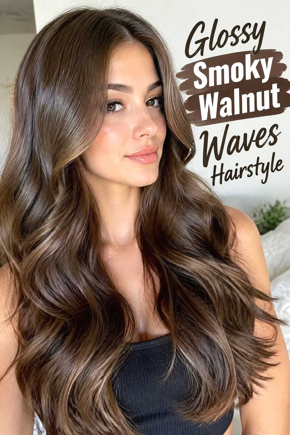 3. Glossy Smoky Walnut Waves Hairstyle