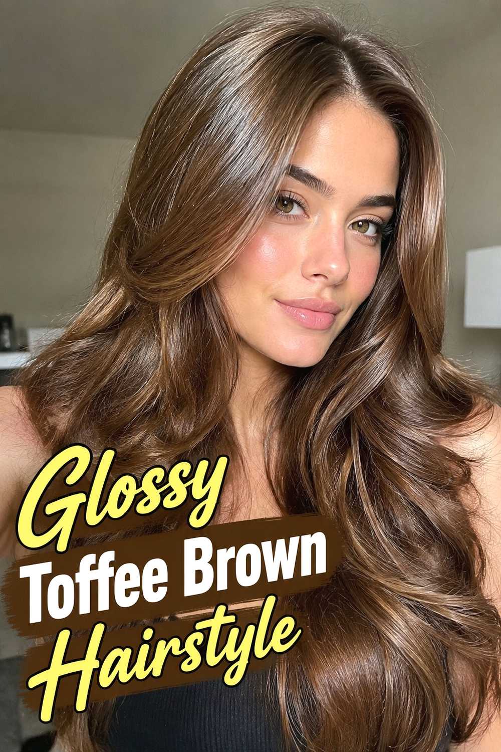 17. Glossy Toffee Brown Hairstyle