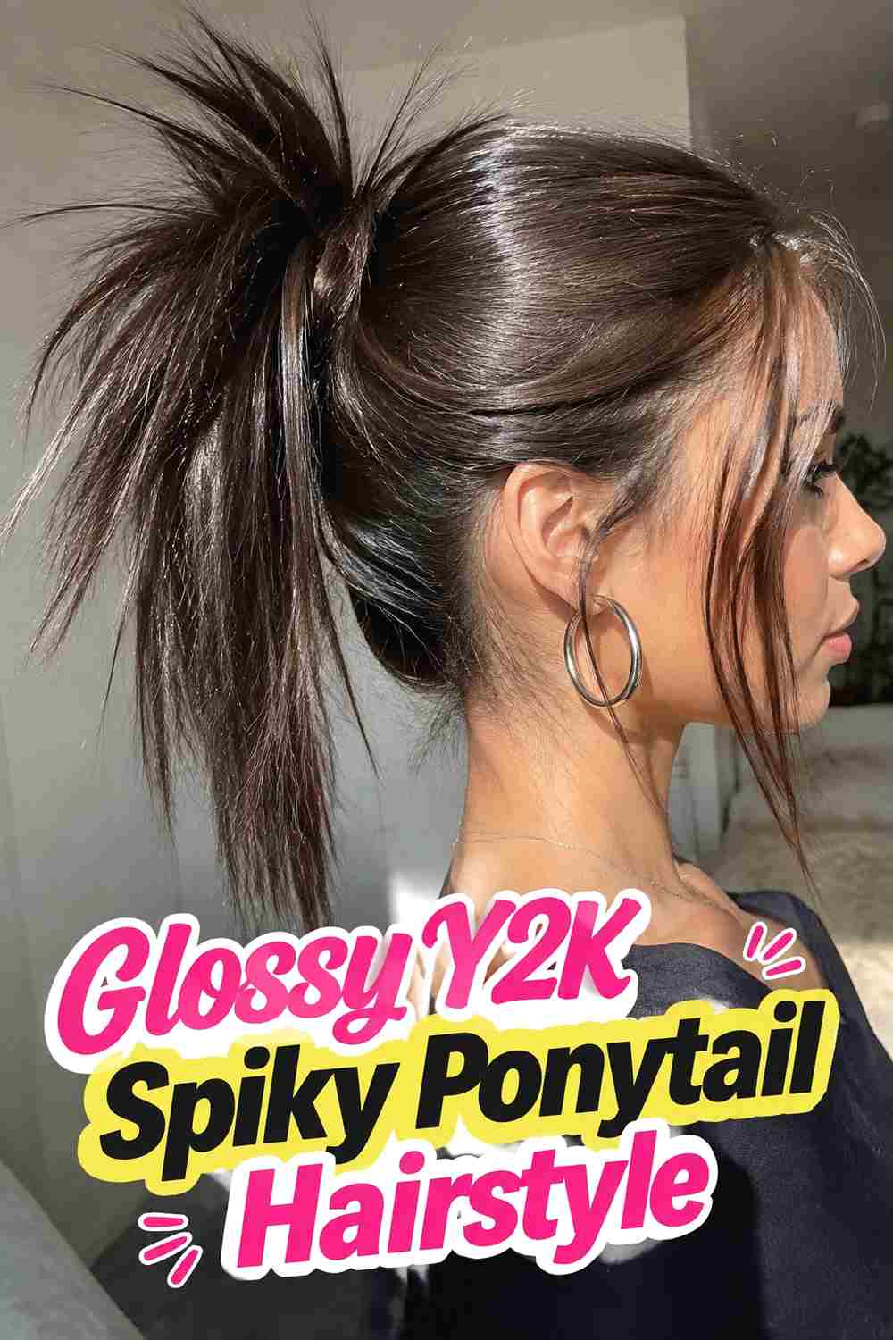 10. Glossy Y2k Spiky Ponytail Hairstyle