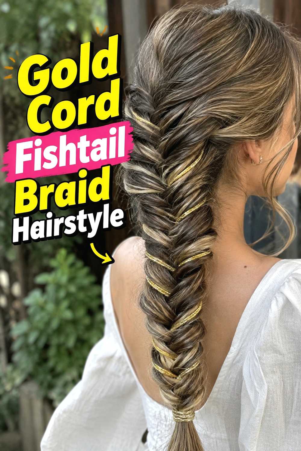 2. Gold Cord Fishtail Braid Hairstyle
